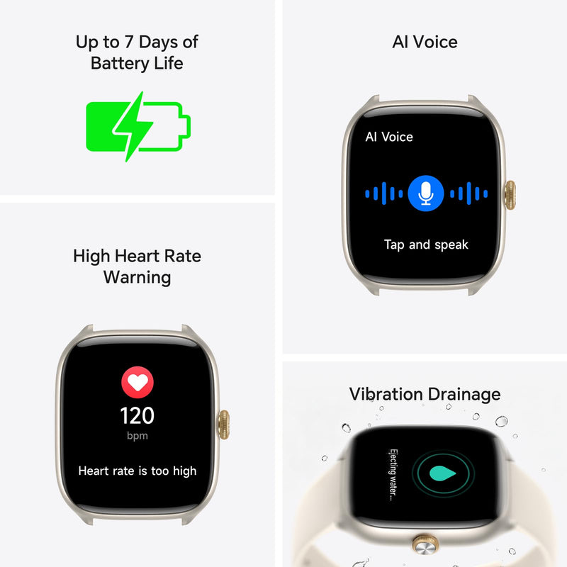 Smart Watch for Women Men(3 Bands), 1.75" AMOLED, Compatible iPhone/Android | Fitness Tracker Watch with 3 ATM Waterproof, Answer/Make Calls, 24/7 Heart Rate/SpO2/Sleep Monitor/AI Voice, Smartwatch Gifts Beige 1.75 Inches