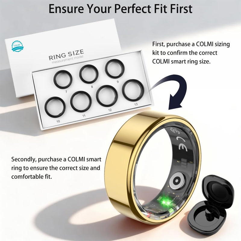Smart Ring for Women, Health Tracker & 5ATM, COLMI R02. (Gold, 8#) | No Subscription Fee & Skin Temperature, Heart Rate, Blood Oxygen, Sleep Health Monitoring, Sports Tracking, Menstrual Cycle. Gold 8#