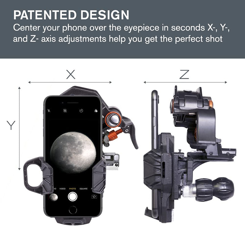 Celestron - NexYZ DX Kit - 3-Axis Universal Smartphone Adapter - Digiscoping Smartphone Adapter - Bluetooth Shutter Release Remote – Capture Images and Video Through Your Telescope or Spotting Scope NeXYZ DX 3 Axis Phone Adapter w/ Bluetooth