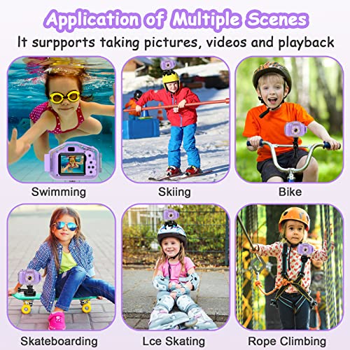 DEKER Kids Waterproof Camera, Underwater HD Digital Camcorder, Purple