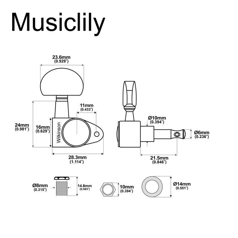 Wilkinson WJ303 3L3R Guitar Tuners Machine Heads 1:19 Ratio Tuning Pegs Keys for Epiphone USA Les Paul SG Electric or Acoustic Guitar, Chrome