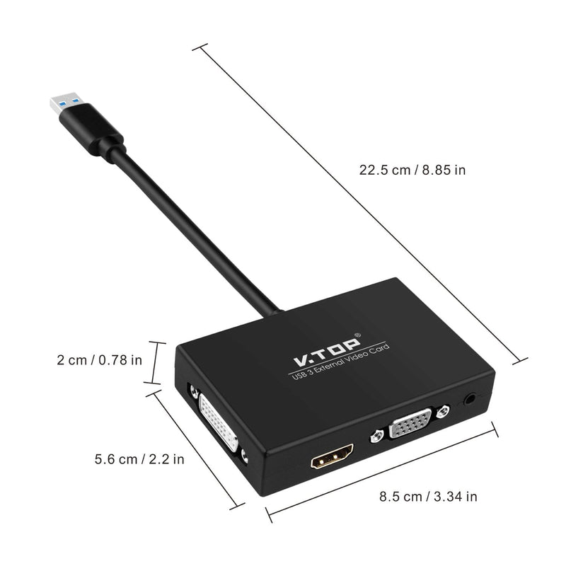 USB 3.0 to HDMI-DVI-VGA Video Graphics Card Adapter for Multiple Monitors-Add HDMI and DVI-D or HDMI and VGA (Compatible for Windows 10, 8.1, 7, XP) USB 3.0 to HDMI-DVI-VGA