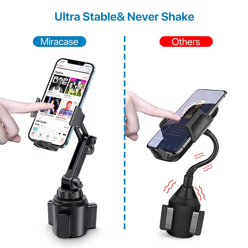 Miracase [Upgraded Version] Cup Phone Holder for Car, Universal Adjustable Long Neck Car Phone Mount Cradle Friendly Compatible with iPhone Samsung Google and All 4.0-7.0 inches Smartphones Black