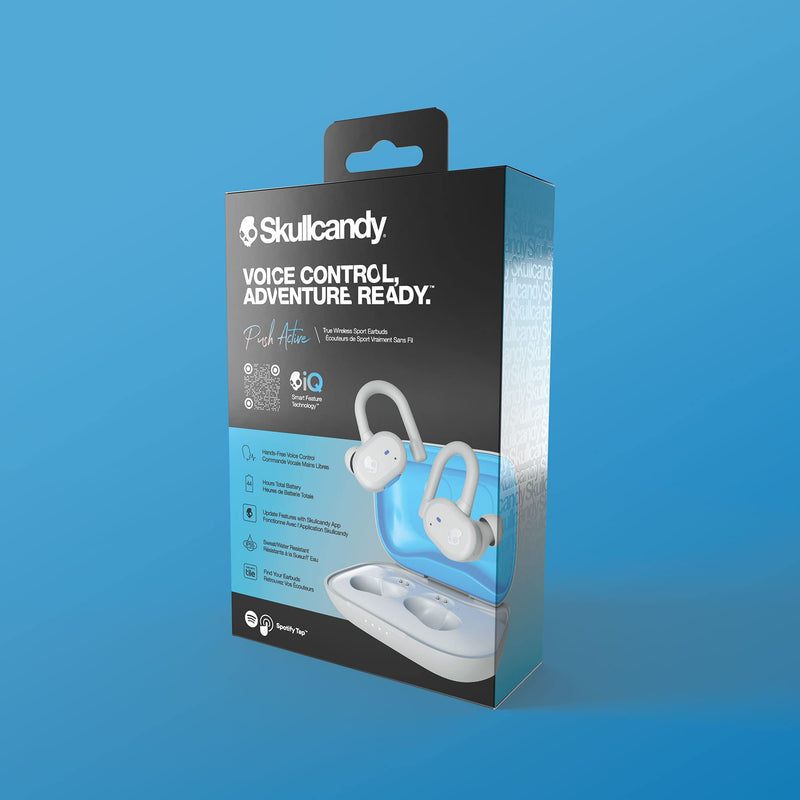 Skullcandy Push Active True Wireless in-Ear Bluetooth Earbud, Use with iPhone and Android with Charging Case and Mic, Great for Gym, Sports, and Gaming, IP55 Water, Dust Resistant - Grey/Blue Light Grey/Blue One Size