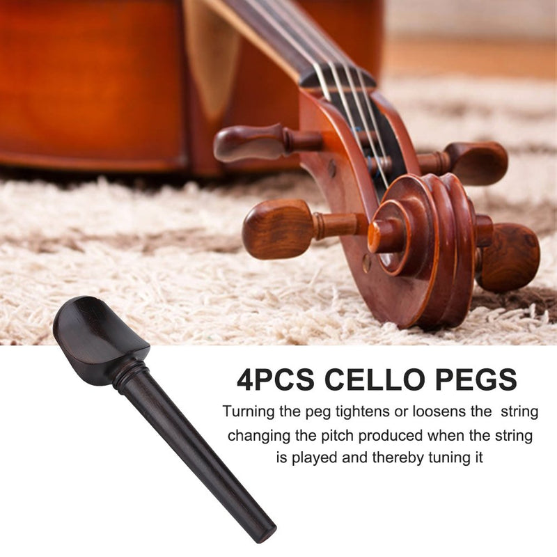 [AUSTRALIA] - 4 Pcs Cello Tuning Pegs, Ebony Wood No Hole Cello Peg for 4/4 Cello 