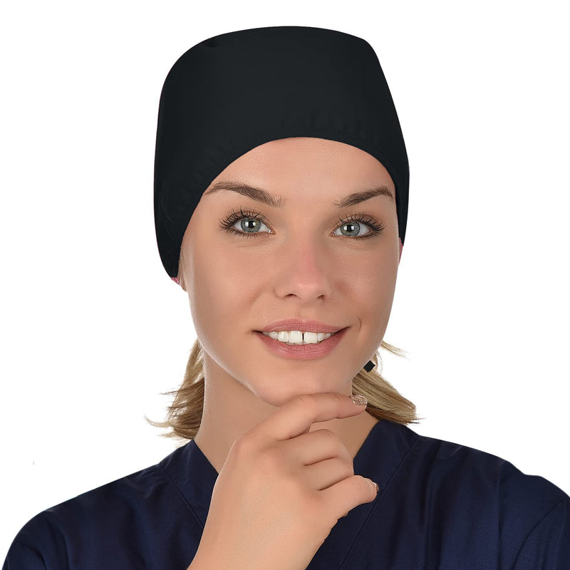 [AUSTRALIA] - B-well Surgical Hood Fabric Surgical Caps Fabric Nurse Accessories for Doctors, Nurses, Dentists, Pharmacists, Vets, Medical Personnel, Black 