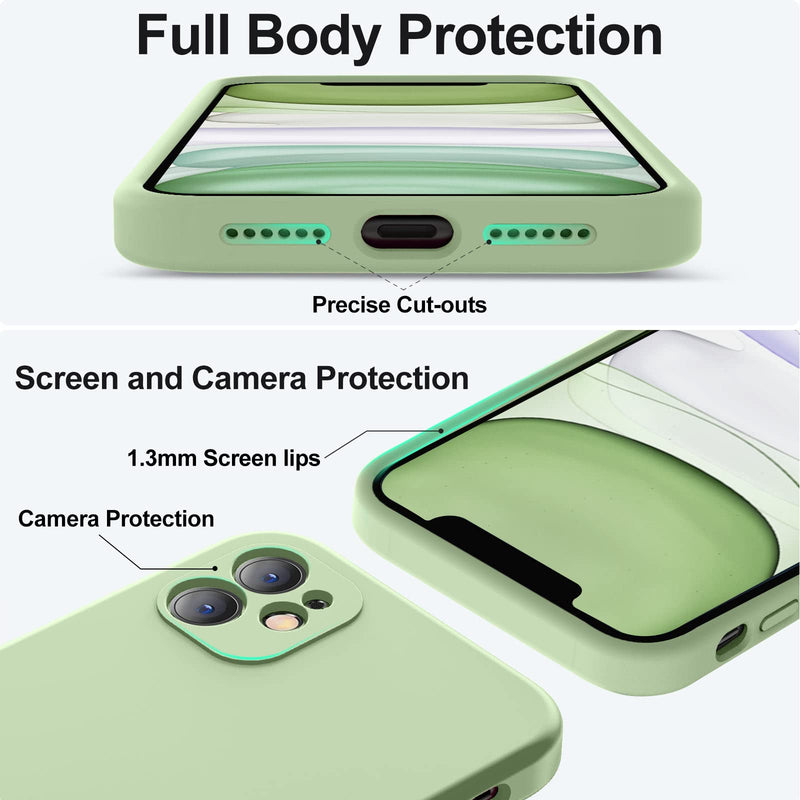 Vooii Compatible with iPhone 11 Case, Upgraded Liquid Silicone with [Square Edges] [Camera Protection] [Soft Anti-Scratch Microfiber Lining] Phone Case for iPhone 11 6.1 inch - Matcha