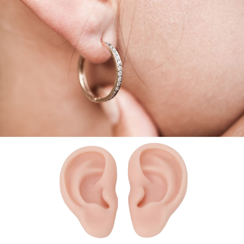 Human Ear Model, 1 Pair Soft Silicone Simulation Ear Model, Flexible Artificial Ear, Realistic Body Parts for Piercing Exercises, Earrings, Jewellery Display (2#) 2#