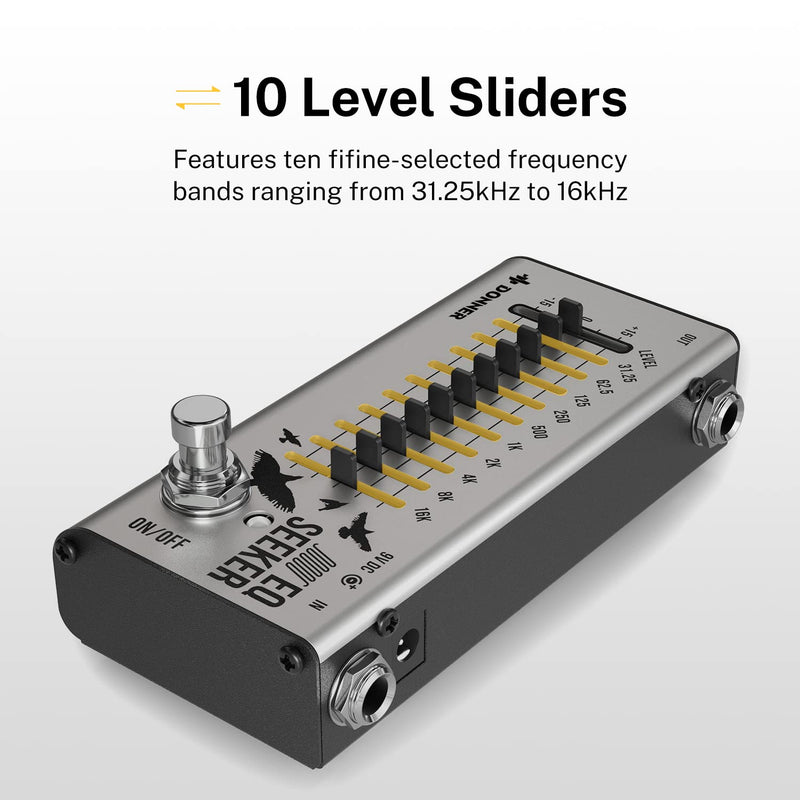 Donner EQ Pedal, 10 Band Equalizer Pedal, EQ Seeker for Guitar and Bass True Bypass
