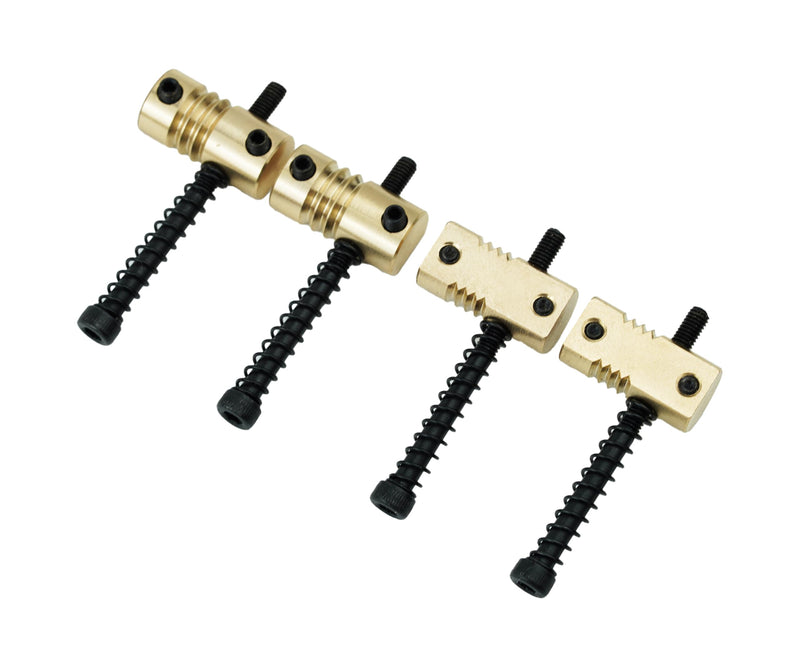 Guyker Bass Bridge Saddles, String Pitch 19mm Brass Compensated Saddles with Wrench Replacement Part (Set of 4, Gold)