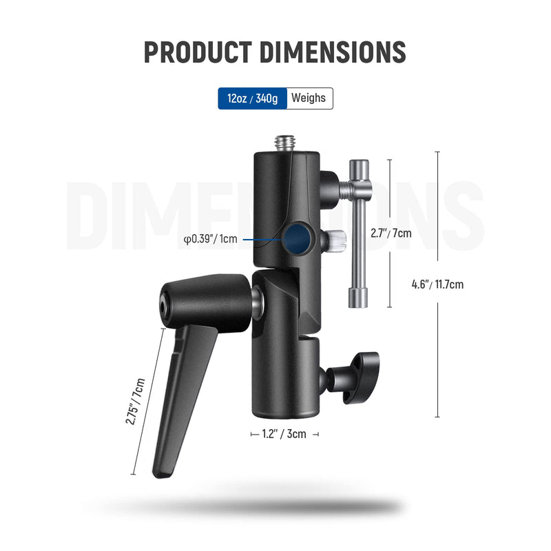 NEEWER Camera Flash Bracket H-Type Mount with Umbrella Softbox Holder, 180° Swivel Adjustable Metal Light Stand Adapter with 1/4" to 3/8" Screw Adapter for Speedlite LED Lamp Light Stand Tripod