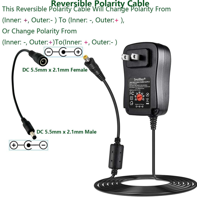 3Pcs DC Power 5.5mm x 2.1mm Reverse Polarity Power Converter Cable Cord for Keyboard Guitar Piano Effect Pedals Speaker Radio