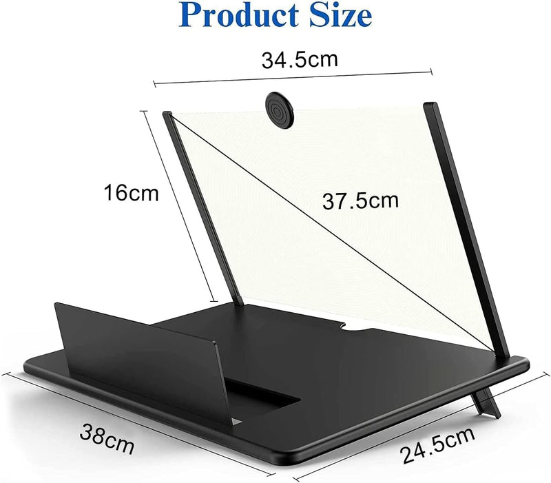 [AUSTRALIA] - 18" Screen Magnifier for Cell Phone,Fanlory 3D HD Magnifying Projector Screen Enlarger for Movies, Videos and Gaming, Foldable Phone Stand with Screen Amplifier,Compatible with All Smartphones Black-18inch 