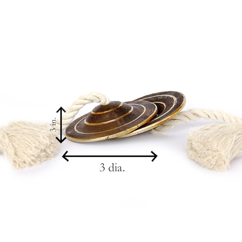 DeKulture Handmade Pure Kansa Manjeera Percussion Instrument Indian Cymbal Clapper Bell For Religious Ceremonies Bhajans Healing Yoga Meditation, 3X1 (DH) Inches