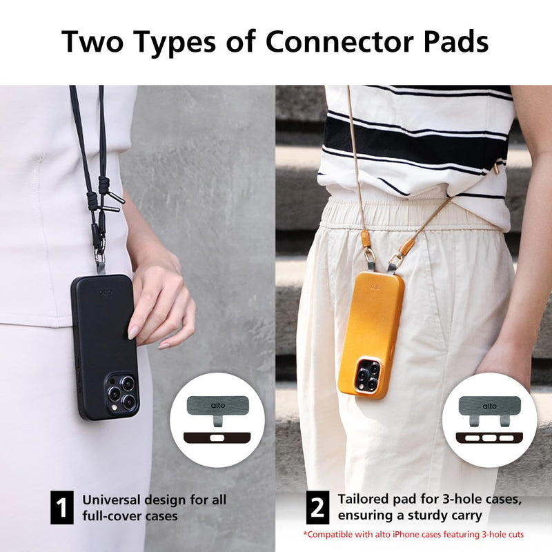 alto Universal Cell Phone Crossbody Lanyard Shoulder Pad Set, Detachable Patch, Adjustable Nylon Strap with Italian Leather Pads for iPhone and Android Full Body Phone Cases (Caramel Brown) Caramel Brown