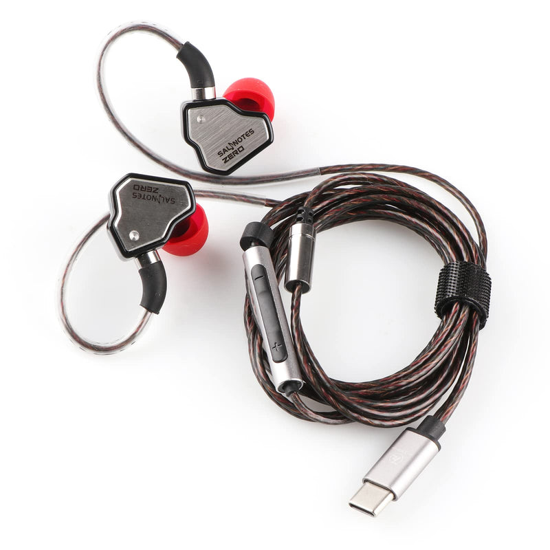 Linsoul 7Hz Salnotes Zero in-Ear Earphone(Black, with Mic, Type C) + Tripowin Zonie Cable(2pin-0.78mm, 3.5mm, Grey)