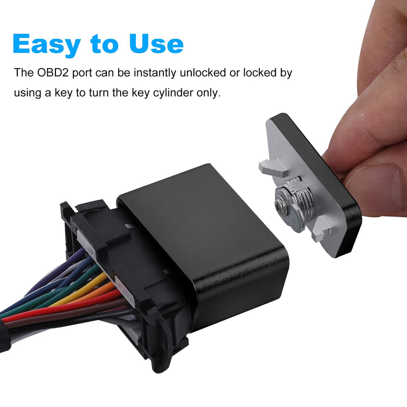 Metal OBD2 Port Lock OBDii Connector OBDii Port Lock Car OBD2 Protector with Two Keys Suitable for Most Cars, SUVs, Trucks Black