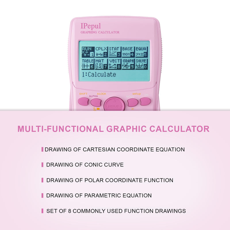 Pink Scientific Calculators with Graphing Functions, IPepul 10 Modes Math Calculator for High School and College Students, Teachers, Office, Algebra, Geometry, Statistics, Pink School Supplies