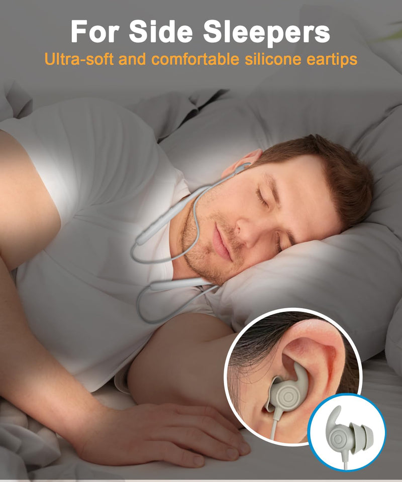 Lightweight Wireless Neckband Sleep Earbuds Side Sleeper Earpiece Superior Audio Quality 28-Hour Battery Life JY110-S2