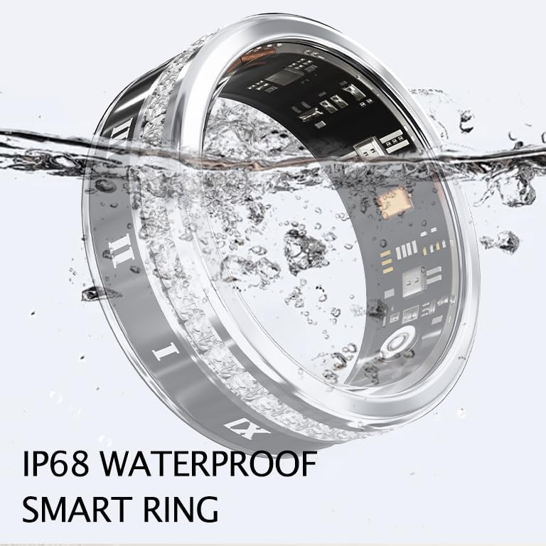 Smart Ring for Women Fitness Diamond Activity Tracker Heart Rate Monitor Sleep Pedometer Calorie Counter Ladies Smart Rings for Women Silver Gold 9