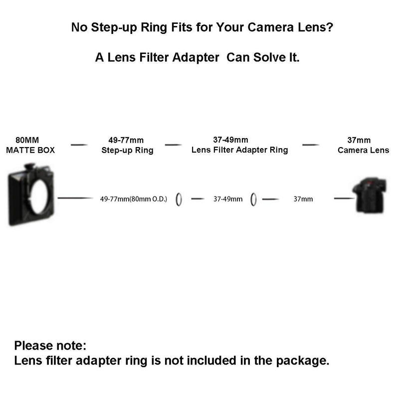 [AUSTRALIA] - Front Step Up Ring 67mm to 80mm Lens Matte Box Adapter O.D,67mm Lens Adapter Ring to 77mm Lens Filters/Lens Cap LingoFoto 67-77mm 