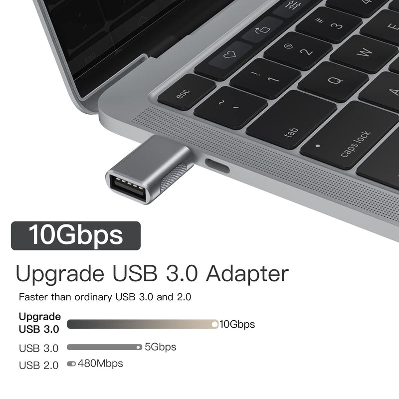 Upgrade 10Gbps USB C to USB 3.0 OTG Adapter (4 Pack), AuviPal USB Type C Male to USB A Female, Thunderbolt 4/3 to USB Converter for MacBook Pro/Air, iPad, iMac and More Type C Devices - Space Grey