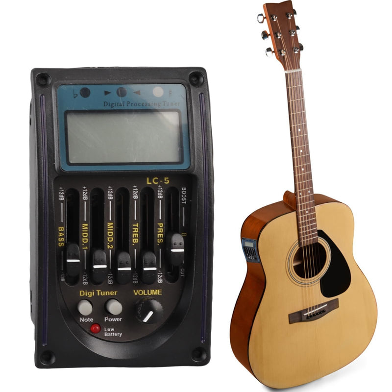 5 Band Guitar Pickup EQ Equalizer Piezo Pickup with LCD Display Tuning Function Guitar Preamp Pickup