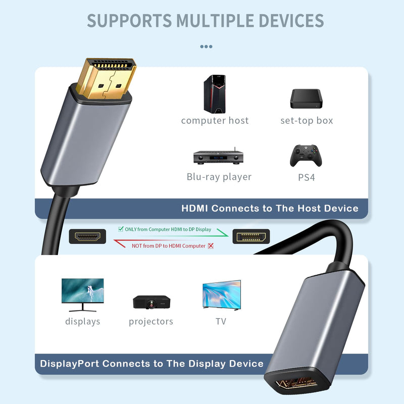 Kumiho HDMI to DisplayPort Adapter 4K60Hz High Speed HDMI Male to Display Port Female Converter Cable for PC Graphics Card Laptop PS5/4(Non-Bidirectional) 0.75FT HDMI M to DP F(No power cord required)