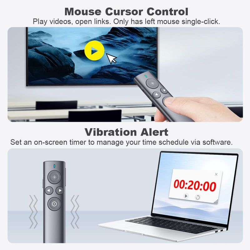 NORWII Presentation Clicker with Digital Pointer for TV LED LCD Screen, Presentation Remote, Slide Clicker, Wireless Presenter with Highlight, Magnify, Mouse Left Click - N95s Pro 32G(Green Light) USB A - Green