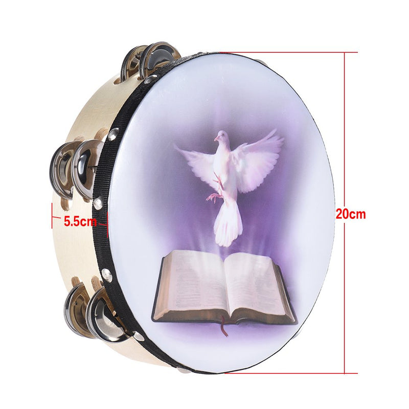 8 inch Tambourine 6 Pairs Double Metal Jingle for Church and Other Holy Occasio