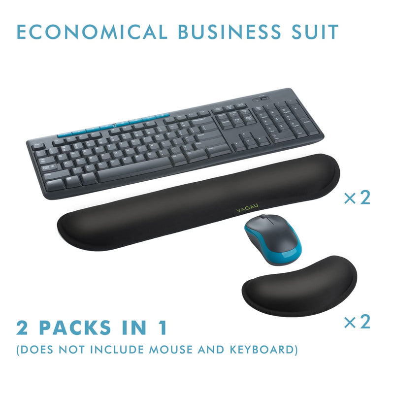 VAGAU Premium Memory Foam Keyboard and Mouse Wrist Rest Pads Set- for Comfortable Typing &Wrist Pain Relief(Pack of 2) Wider