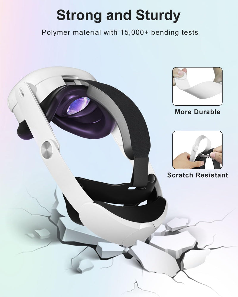 Head Strap for Meta Quest 3, Lightweight and Comfortable Cushion VR Headset Strap Hand Grips, Adjustable Elite Head Strap and Controller Grips Replacement Balanced Fit for Oculus Quest 3 Head Strap for Meta Quest 3