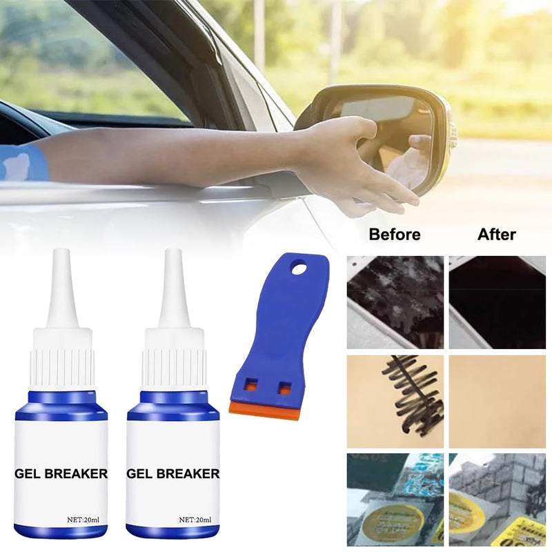Label remover, adhesive residue remover, adhesive remover, sticker remover, quickly removes adhesive residue, labels, stickers from smooth surfaces, label remover, with a multi-purpose scraper