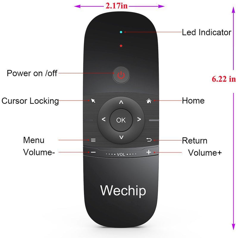 WeChip W1 Remote 2.4G Wireless Keyboard Multifunctional Remote Control for Nvidia Shield/Android TV Box/PC/Projector/HTPC/All-in-one PC Black