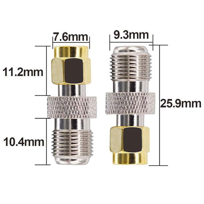 Boobrie SMA to F Coaxial Adapter SMA Male to F Female Coaxial Cable Plug Adapter for LAN/LMR Radio Antenna Devices/RF Coaxial Cable/WiFi Radios External Antenna Pack of 2