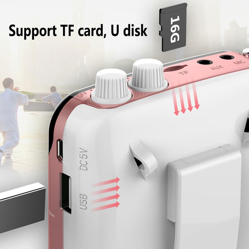 Portable Voice Amplifier for Teachers,2400mAh Personal Amplifier Headset for Speaking Rechargeable PA System Microphone for Teachers/Training/Meeting/Tour Guide/Yoga/Classroom(Rose)