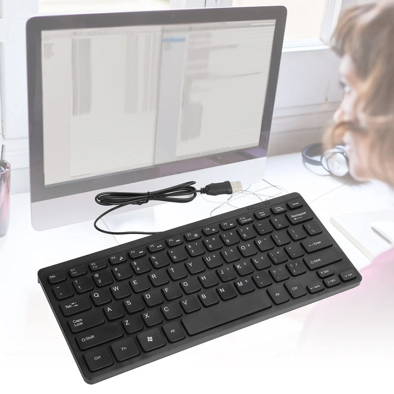 K1000 Wired USB Mini Keyboard, Waterproof Portable Keyboard Wired, Save Space, Plug and Play Compact Small Keyboard for Win PC