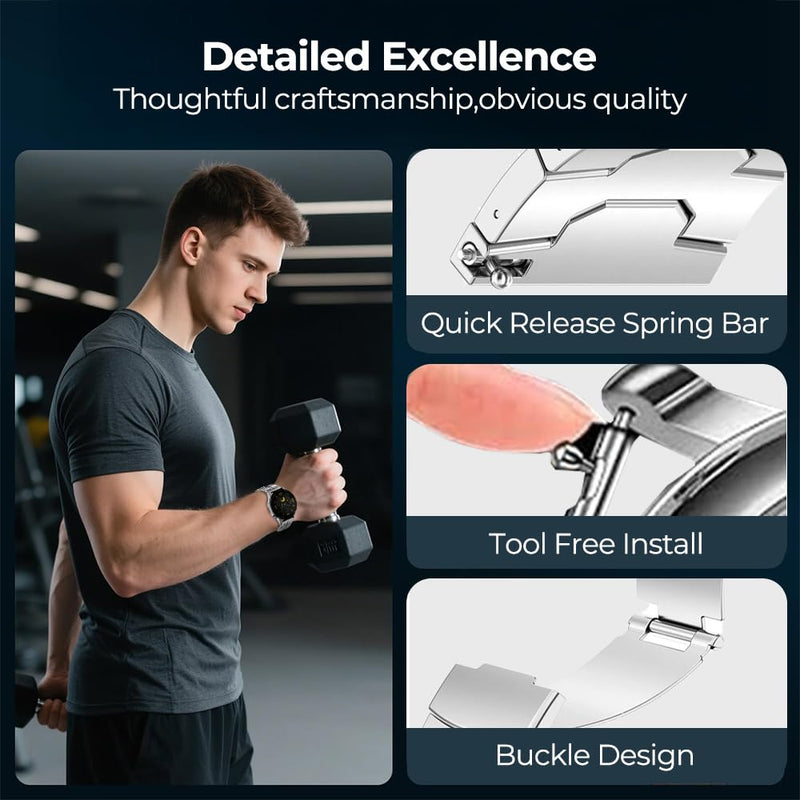Universal Titanium Quick Release Watch Band with 20mm 22mm Lug Width, Adjustable Titanium Metal Strap for Samsung Galaxy Watch 7/6/5/4/3, Garmin Venu 4 45mm/ Venu 2S for Men Women