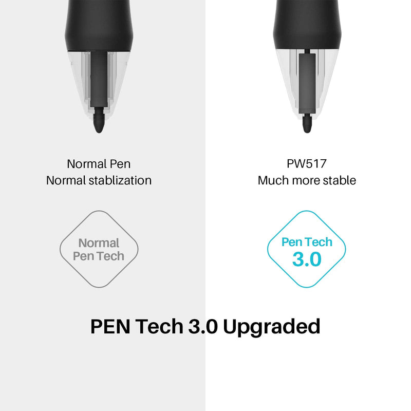 HUION Battery-Free Stylus PW517 with 2 Programmable Hot Keys, PenTech 3.0 | Compatible with Kamvas 12/13/16 (2021), Kamvas 22/24 Series, Kamvas Pro 13/16 (2.5K), Kamvas Pro 24 (4K), etc.