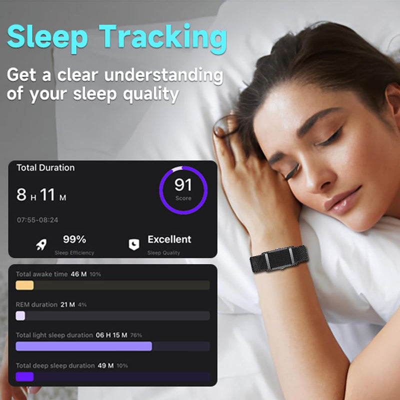 Smart Bracelet Fitness Tracker for Men Women (Rose Gold) | Body Temperature Monitoring, Heart Rate Monitoring, 24h Sleep Tracker, 170+ Sport Modes, Waterproof Rose Gold