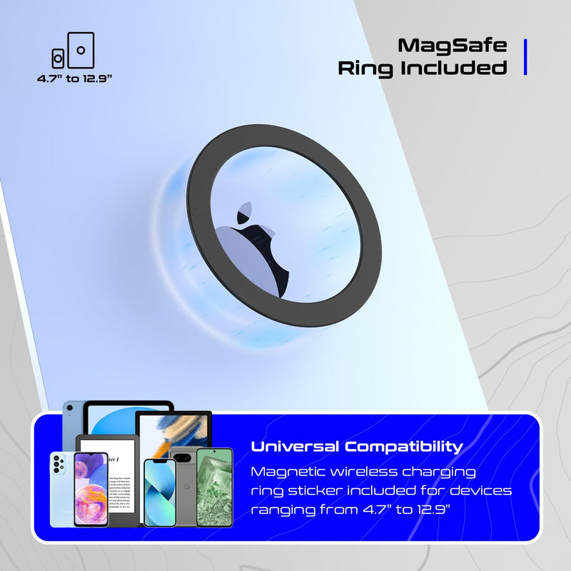 [AUSTRALIA] - EZpod Magnetic Tablet & Cell Phone Holder Mount for Bedstand | Desktop Compatible with MagSafe for iPhone 15 14 13 Pro Max Mini with 360° Rotation and Flexible Gooseneck Tabletop Clamp Stand 