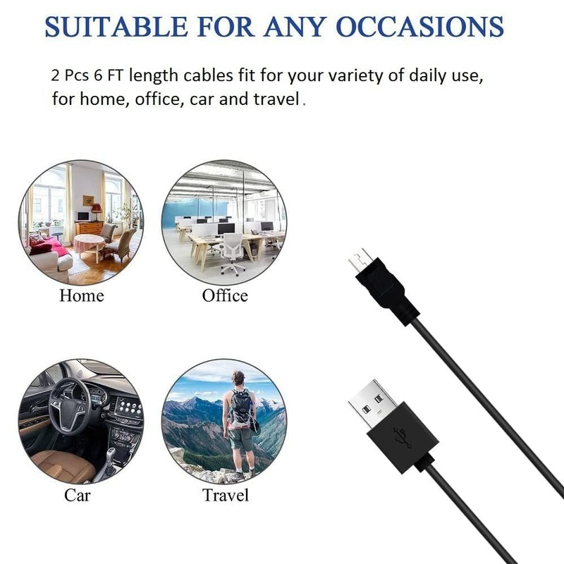 Micro USB Cable, 2 Pack [6FT, 6FT], Fast Charging Cable, High Speed Android Charging Cable, Android Phone Cable for Samsung Galaxy S7 Edge S6 S5 and More, Trustable Black 6ft-2
