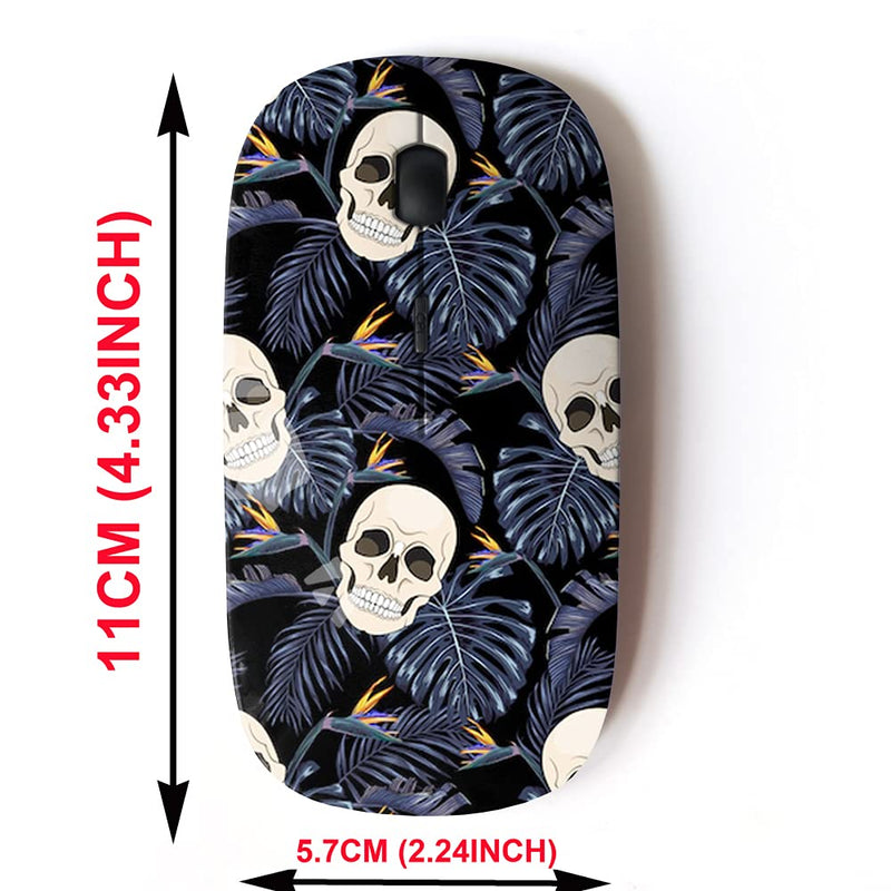 2.4G Wireless Mouse with Cute Pattern Design for All Laptops and Desktops with Nano Receiver - Gothic Skulls Flowers