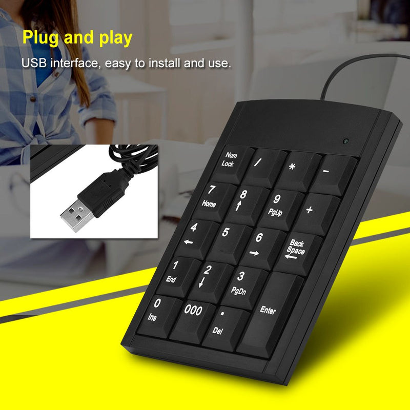 USB Wired Laptop Numeric Keypad Portable Mini USB Deskstop Number Pad for Windows XP, for Windows 7/8 / 9/10, for Linux, for Android, for iOS