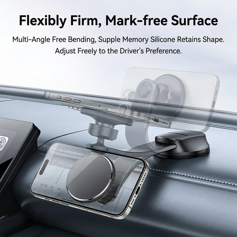 Car Magnetic Phone Holder for Car, Dash Mount with 360° Adjustable Arm, Strong Suction Cup, Universal Cell Phone Cradle for Car