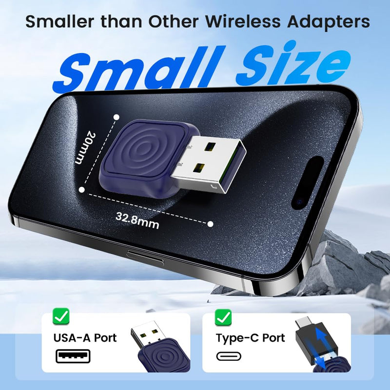 CarlinKit Mini Ultra 2-in-1 Wireless CarPlay & Android Auto Adapter | Wired to Wireless,USB-A/C Easy Setup No App,Auto-Reconnects Instantly,5.8GHz WiFi No Lag,OTA Updates with iOS 10+&Android 11+