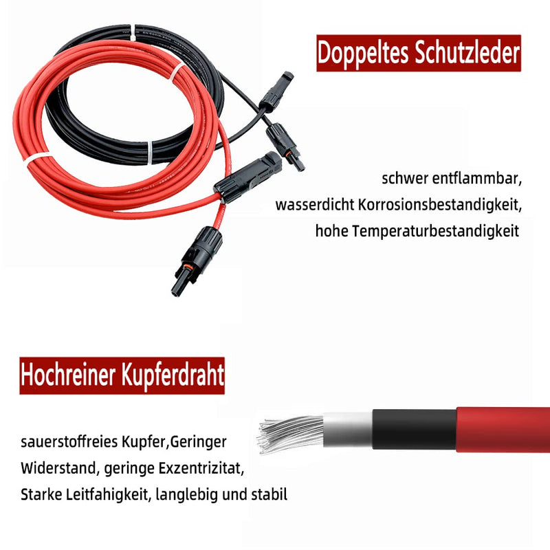 Professional connection cable extension cable on both sides solar plug solar cable red / black 6 mm² including mounted solar plug (1 m 4 mm²) 4mm²1m