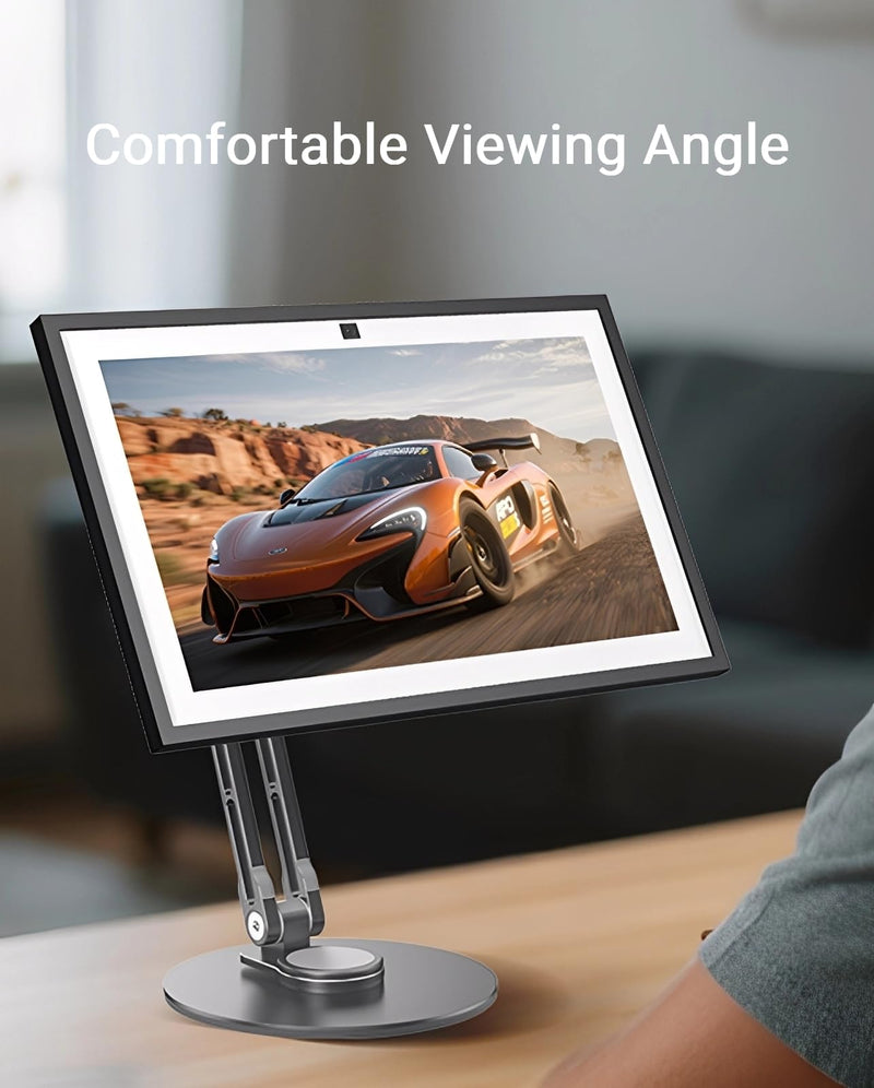 Portable VESA Monitor Stand for 15.6 Inch Monitors, Aluminum Portable Screen Mount for Desk with 360°Rotation Bases, Adjustable Secondary Travel Monitor Stand Compatible with 15.6/16/18.5 Inch - Black