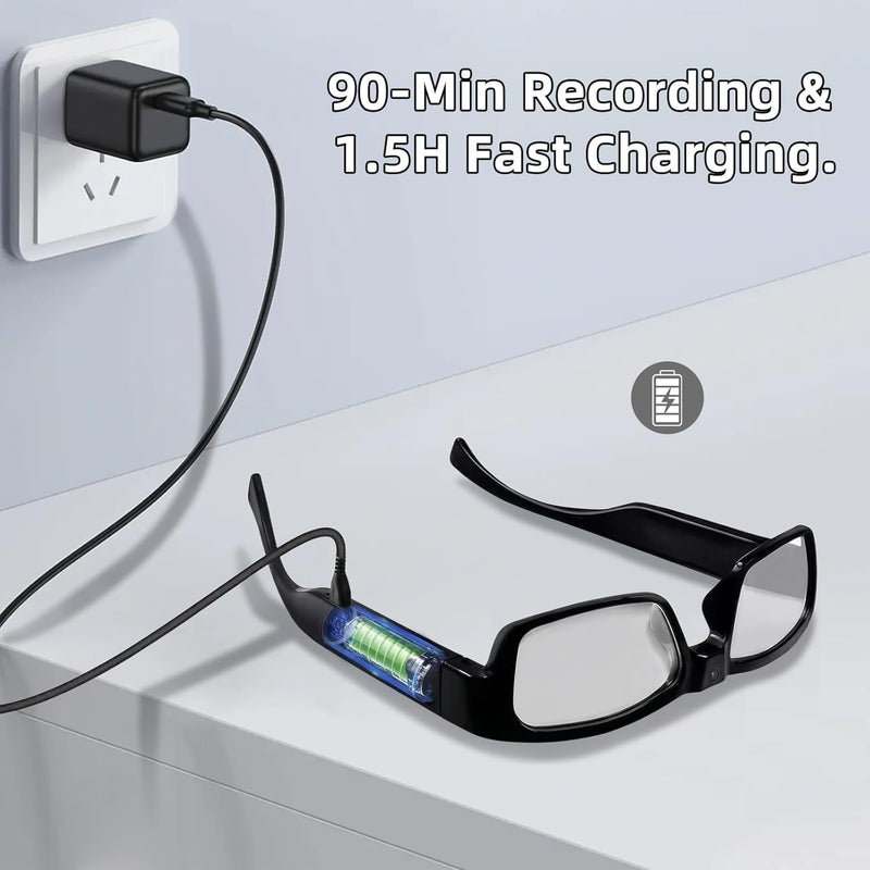 Camera Glasses – 1080P HD Video Recording Smart Glasses with Audio, Wearable POV Camera for Men Women, Hands-Free Recording for Sports Vlogging Outdoor, (32GB SD Card Included) 32 GB