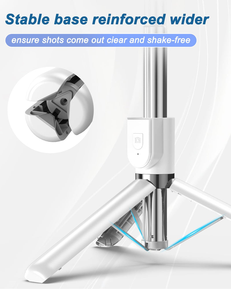 55" Phone Tripod & Selfie Stick,Cell Phone Tripods Stand with Wireless Remote,Phone Holder with Detachable Light, for iPhone 14 13 12 pro Xr X 8Plus 7, Android, Samsung Galaxy S22 S21 and More White